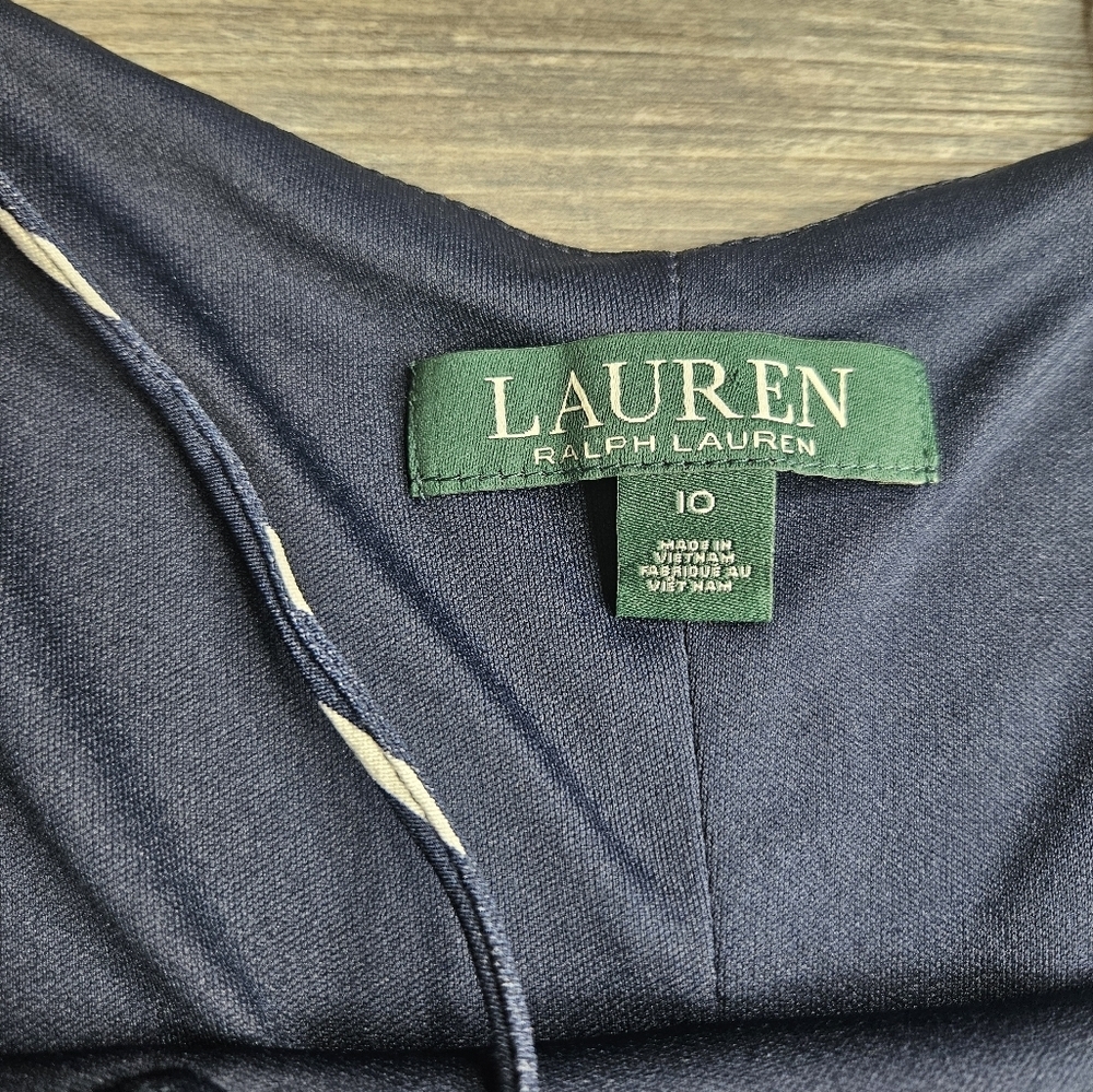 Lauren Ralph Lauren GREEN Label Strappy Midi Dress NEW Navy Blue White Size 10 - Picture 7 of 11